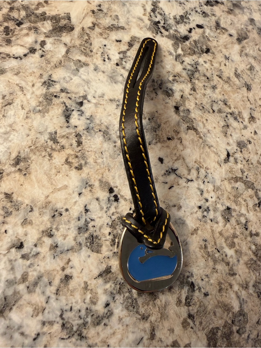 Dooney and Bourke Black Leather Keychain Bag Charm Blue Duck 🦆 Silver Color - Picture 2 of 5